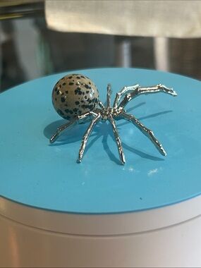 Dalmatian Stone Silver Spider 2.5”x 2”Known As “The Stone Of Friendship” NWT